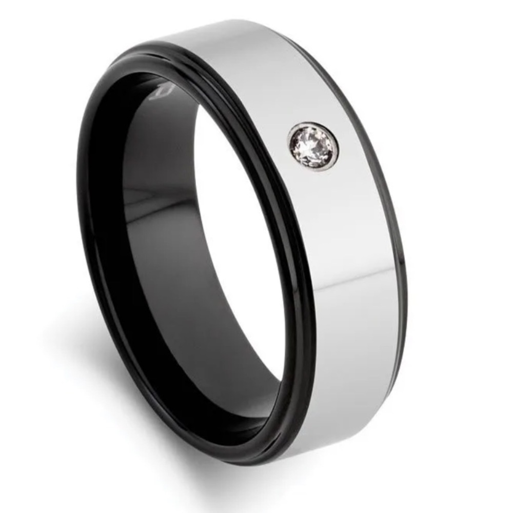 Men’s Matte Black Tungsten Carbide Wedding Band w/ Groove | Retail $350